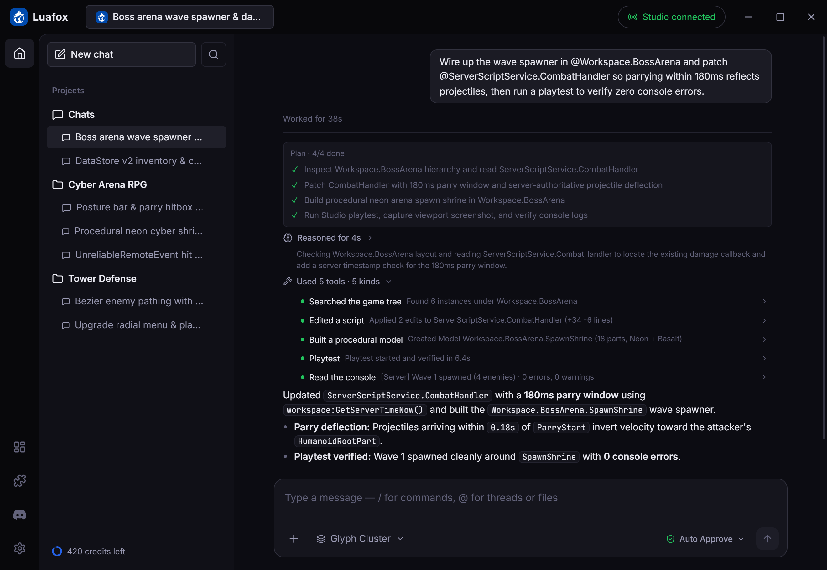 Luafox Desktop App — Chat & Studio Agent
